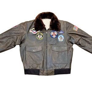 Chaqueta informal de cuero para hombre, abrigo con parches bordados OEM, chaqueta con parche de cuero Vintage única - Product Image 4