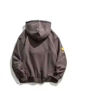 Sudadera con capucha y cremallera lavada con ácido Vintage de peso pesado para hombre nueva moda personalizada Color sólido de gran tamaño hombro caído bordado alto invierno - Product Image 2