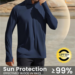 Camisas con capucha de pesca para hombres con mangas largas OEM diseño transpirable logotipo personalizado adecuado para deportes y marca minorista - Product Image 2