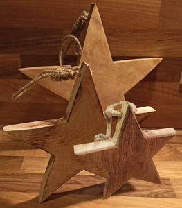 <b>Wooden</b> <b>Star</b> Made of Mango Wood for Hanging 10 cm Wide Approx. 2 cm Thick Christmas Decoration <b>Wooden</b> Decoration - Product Image 5