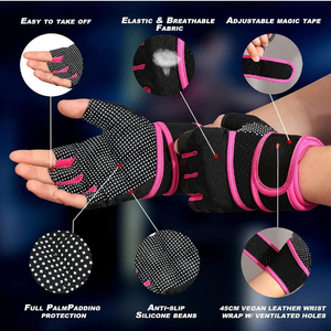 Leather Weight Lifting Gloves with Wrist Support Full Palm Padded <b>Adjustable</b> Wrist Strap for Gym and <b>Barbell</b> Training - Product Image 4