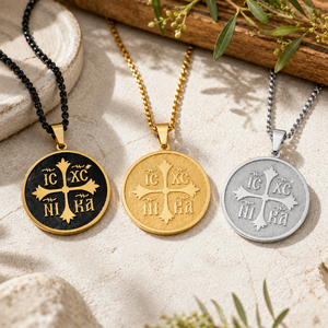 <span class=keywords><strong>Collier</strong></span> pendentif croix orthodoxe ARNAN en acier inoxydable, bijoux religieux chrétiens IC XC NIKA pour femmes et hommes - Product Image 3