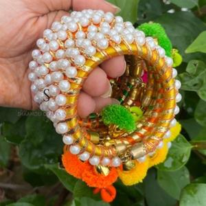 Artificial Attractive Gota Flower Silk Thread Bangle for Women Gorgeous Mehndi <b>Favour</b> Wedding Return Gift Bangles - Product Image 5