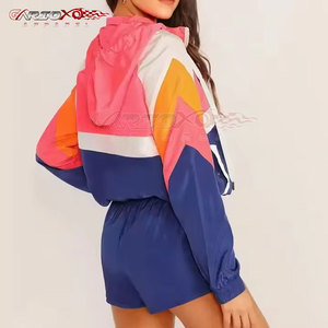 ชุดกางเกงขาสั้นกันลมสไตล์สตรีทสำหรับผู้หญิงชุดกางเกงขาสั้นสะท้อนแสงสีตัดกันใส่สบาย - Product Image 2