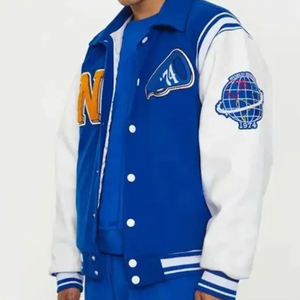 Chaqueta de Béisbol Personalizada con Logotipo, Estilo Urbano, Bordado Chenille, Estampado en Cuero, para Hombre, Chaqueta Bomber Varsity, Fabricante OEM - Product Image 3