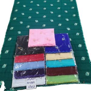 Chal de Algodón Voile Floral Transpirable de Talla Grande para Mujer, 12 Colores, Bordado con Pedrería, 2.23m, Estilo Islámico/Medio Oriente - Product Image 2