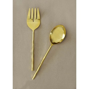 Ensemble de service à salade Handel en bois à deux teintes Serveur à salade en acier inoxydable plaqué argent Couverts à argenterie antique tourbillon - Product Image 2