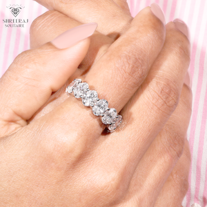 Anillo de Diamantes Ovalados Eternity para Mujer, 6x4 MM (0.50 Quilates), Diamantes Cultivados en Laboratorio, Diseños Personalizados, Anillo de Bodas, Oro Blanco de 14K - Product Image 4