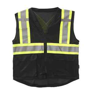 Partner B2B Services Mesh Breathable Security Reflective Strip Adults <b>Black</b> Safety <b>Vest</b> With Pockets - Product Image 4