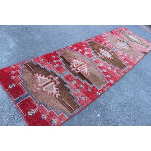 Turkish <b>Runner</b> Rug, 3.5x11.5 ft Vintage Rug, <b>Red</b> Herki Wool Rug - Product Image 2