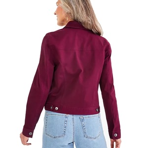 Cropped Denim Jacket for Women Solid Maroon Color High Quality Breathable light weight denim jacket for women - Product Image 2