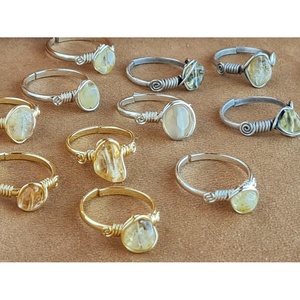 Elegant Gold and Silver Plated Wire Wrapped Fashion <b>Rings</b> with Natural Stone Details for Resale - Product Image 1