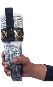 Meilleur prix 100% naturel Viking Agate médiévale corne à boire écologique alimentaire sûr poli Style Animal support en cuir fabriqué - Product Image 5