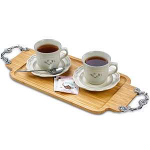 แนวโน้มการออกแบบไม้ถาดเสิร์ฟที่มีเหล็กโลหะจับขนมให้บริการบ้านโรงแรมและร้านอาหารที่ให้บริการถาดที่มีโลโก้ - Product Image 6