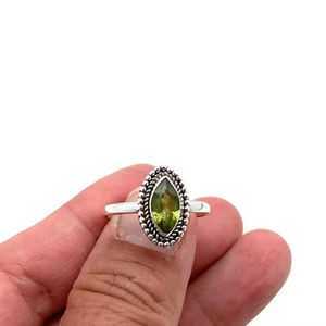 Estilo bohemio 925 plata esterlina peridoto piedra preciosa anillo hecho a mano regalo de boda joyería para mujeres para fiestas - Product Image 1