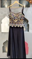NOUVEAU DESIGNER GEorgette SILK MULTI COLOR PARTY WEAR REAL HAND STITCHED MIRROR WORK CHOLI and PALAZZO