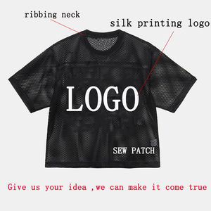 Venta al por mayor 2025 de malla de moda Streetwear Crop camiseta de fútbol americano personalizado sublimado de impresión de malla camiseta de fútbol americano - Product Image 4