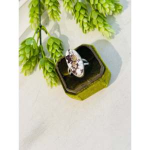 Southwest-Style Wild Horse & Sterling <b>Silver</b> <b>Statement</b> <b>Ring</b> Size 10.75 Natural Stone Boho Oval Cut Pear Shape Everyday Wear - Product Image 4
