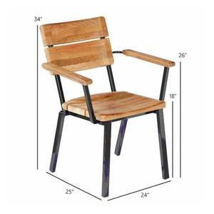 เก้าอี้รับประทานอาหารกรอบเหล็กดีไซน์ทันสมัยทำจากไม้สักเนื้อแข็งวัสดุเป็นมิตรกับสิ่งแวดล้อมสำหรับใช้ในอพาร์ทเมนต์และกลางแจ้ง - Product Image 6