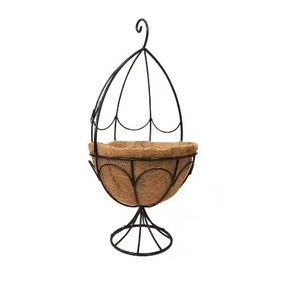 Factory Wholesale Galvanized Hanging <b>Basket</b> Round Bronze Planter With Hanging Chains <b>for</b> Outdoor Hanging <b>Plant</b> & Gardening - Product Image 5