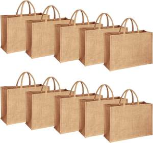 Bolso de compras de yute ecológico al por mayor, bolso de mano de estilo bohemio reutilizable con logotipo personalizado para mujer, moda para todas las estaciones - Product Image 5