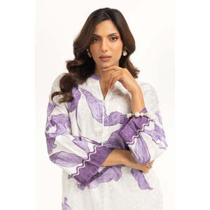 Ensemble coordonné décontracté pour femmes en viscose blanche jacquard imprimé, tenue en crêpe deux pièces printemps/été - Product Image 4