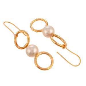 Stylish Gold Plated <b>Earrings</b> with Pearl Beads Elegant Design for Women Suitable for Parties Weddings and Daily Use - Product Image 6