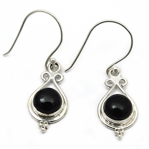 Precio al por mayor de alta calidad, Plata de Ley 925, piedras preciosas de ónix negro Natural, aspecto clásico, Pendientes colgantes bohemios, joyería hecha a mano - Product Image 1