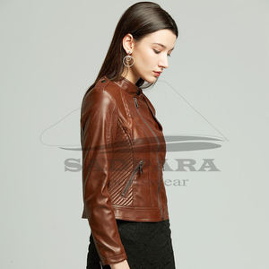 Chaquetas de cuero inspiradas en diseñador para mujer, ropa de calle a la moda, prendas de vestir exteriores de talla grande, forro suave personalizado con cremallera frontal, venta al por mayor - Product Image 3