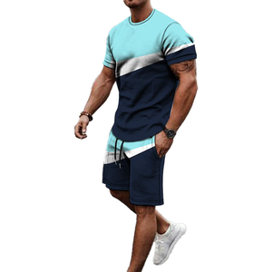 2025 manga corta ropa de playa Jogger conjunto Bandana hombres dos piezas conjuntos cortos camisa y pantalones cortos conjunto estampado personalizado 100% algodón - Product Image 4