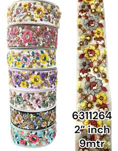 Cordones bordados de diseño floral hechos a medida en base de red de varios colores para fines de reventa - Product Image 6