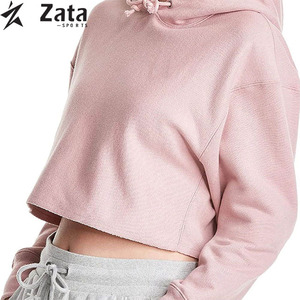 เสื้อฮู้ดตัวสั้นสำหรับผู้หญิงเสื้อฮู้ดแบบสวมหัวคอตตอน100% โลโก้ตามสั่ง - Product Image 6