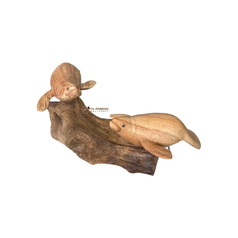 Prodotto fatto a mano di alta qualità coppia animali Sea Life scultura in legno scultura per decorazioni per interni da tavolo regalo di natale