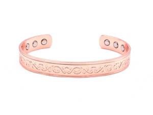 Pulsera magnética de cobre de tamaño ancho con banda estampada Diseño de pulsera de moda - Product Image 3