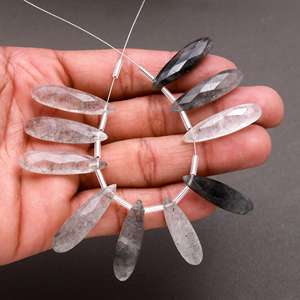 ต่างหูเม็ดเดี่ยวทรงหยดน้ำยาวเกรด AAA สำหรับทำต่างหูแบบทับทิมสีดำที่จับคู่กันได้สำหรับต่างหูฤดูร้อนทำเครื่องประดับลูกปัด - Product Image 1