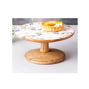 Soporte de Pastel dulce estampado de madera y esmalte con diseño de flores con esmalte para el hogar y el hotel a bajo costo pastel de madera plateado para hecho a mano - Product Image 5