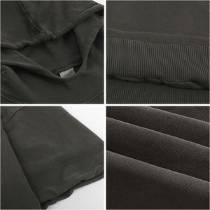 Sweat à capuche Streetwear Vintage de haute qualité pour hommes Boxy Fit surdimensionné goutte épaule aspect lavé imprimés brodés pour la saison d'automne - Product Image 3