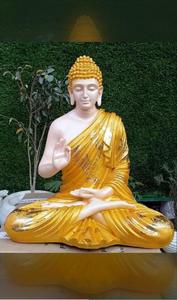 Sculpture religieuse en marbre grandeur nature pour l'extérieur, statue de Bouddha assis dans le jardin, taille réelle, pierre, bénédiction, décoration de la maison - Product Image 2