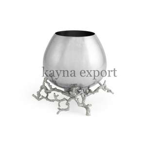 Jarrón de Flores de Diseño Personalizado con Diseño de Hoja de Baniano en Metal Dorado, Centro de Mesa de Aluminio Hecho a Mano para Decoración de Bodas - Product Image 5