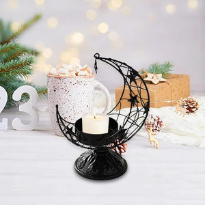 Nuevo atractivo portavelas con forma de luna, portavelas de Metal negro, Accesorios de escritorio a precio asequible - Product Image 2