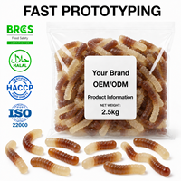 Bonbons Gommeux Moelleux Aigres aux Saveurs de Fruits Assorties, Marque Privée Worm, Fabricant OEM ODM, Vente en Gros, Halal, TIK TOK