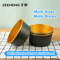 16oz 24oz 32oz Beste Schwarze Papier-Suppenschalen mit Deckeln für Heiße Speisen Goldfolie-Papier-Lebensmittelbehälter