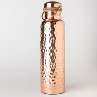 Bouteille d'eau en cuivre martelé écologique 1000 ml avec fonction de boisson directe et crochet de suspension pour voyage, fête, usage adulte
