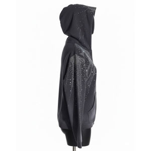 Sweat à capuche en molleton 100% coton de qualité supérieure, brodé de strass, surdimensionné et à épaules tombantes, unisexe - Product Image 5