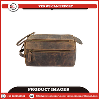 Sac de Voyage Unisexe Tendance Géométrique Vintage en Cuir Véritable avec Grande Fermeture Éclair, Trousse de Toilette Organisateur, Logo Personnalisé, Écologique - Vente Chaude