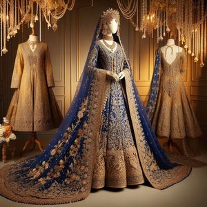 2024 VESTIDO DE NOVIA DE MODA LONGITUD DEL PISO CON PESADO BORDADO CUENTAS DE CRISTAL EMBELLECIDAS, PIEDRA, PERLAS, TRABAJO DE DABKA PARA BODA - Product Image 1