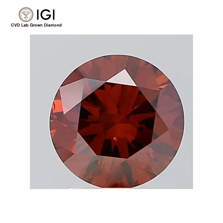 IGI Certified 1,52 Carat Round Brilliant Cut VS2 Clarity Lab Grown Fancy Deep Orange Color CVD Diamantes sueltos