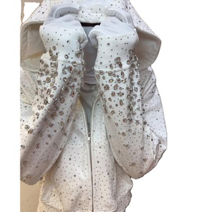 Nouveau sweat à capuche zippé élégant pour homme avec strass, sweat à capuche streetwear scintillant en cristal, sweat à capuche décontracté 100% coton à épaules tombantes pour unisexe - Product Image 6