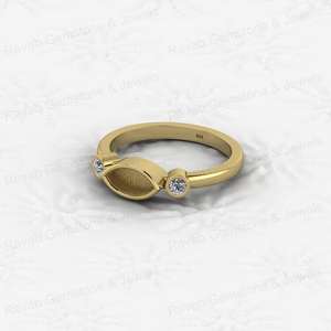 Soldes d'été : Bague semi-montée délicate en argent sterling 925 avec sertissage à bélière pour pierre marquise 4x8mm et oxyde de zirconium 2mm, pour souvenir de lait maternel, bijoux fins - Product Image 6