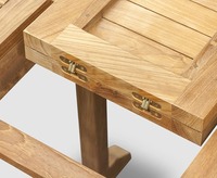 Table de salle à manger extérieure pour hôtel, extensible, à double plateau, moderne, en teck massif, légère, durable, empilable, imperméable et résistante aux UV